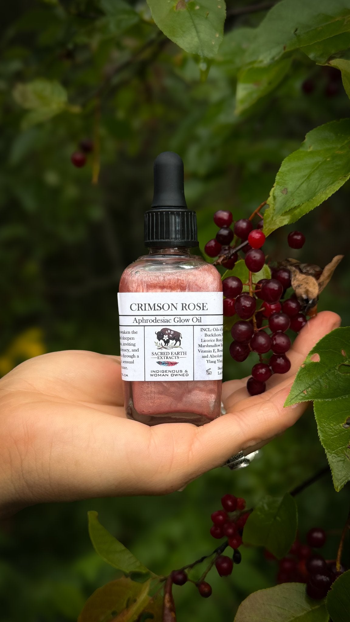 Crimson Rose aphrodisiac glow oil with red berries