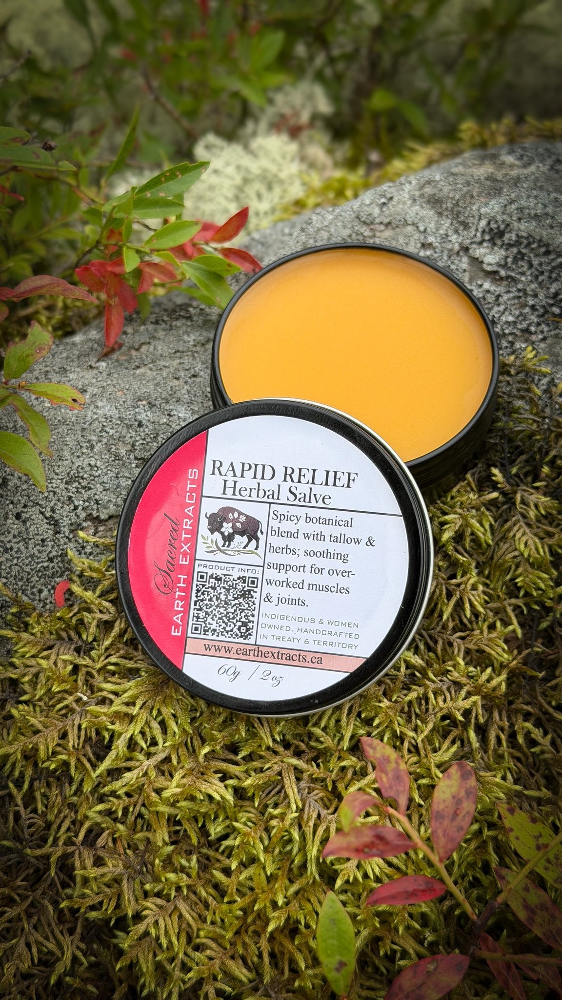 Rapid Relief herbal pain remedy tin